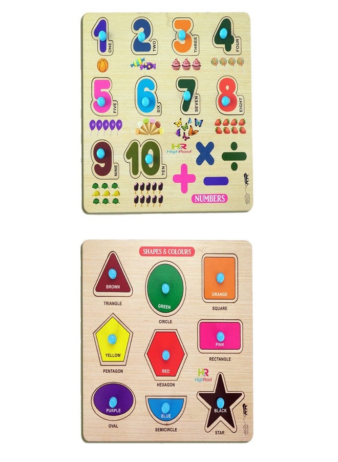 HIGHROOF® Kids Fort Pre Nursery Educational Jigsaw Puzzles for Adults Kids Learning Toys Kit Board Game 2 pcs Set of Numbers & Shapes & Colours Educational Toy - Image 1